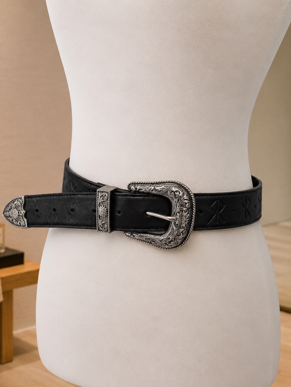 Disturbia Runic Debossed Buckle Belt